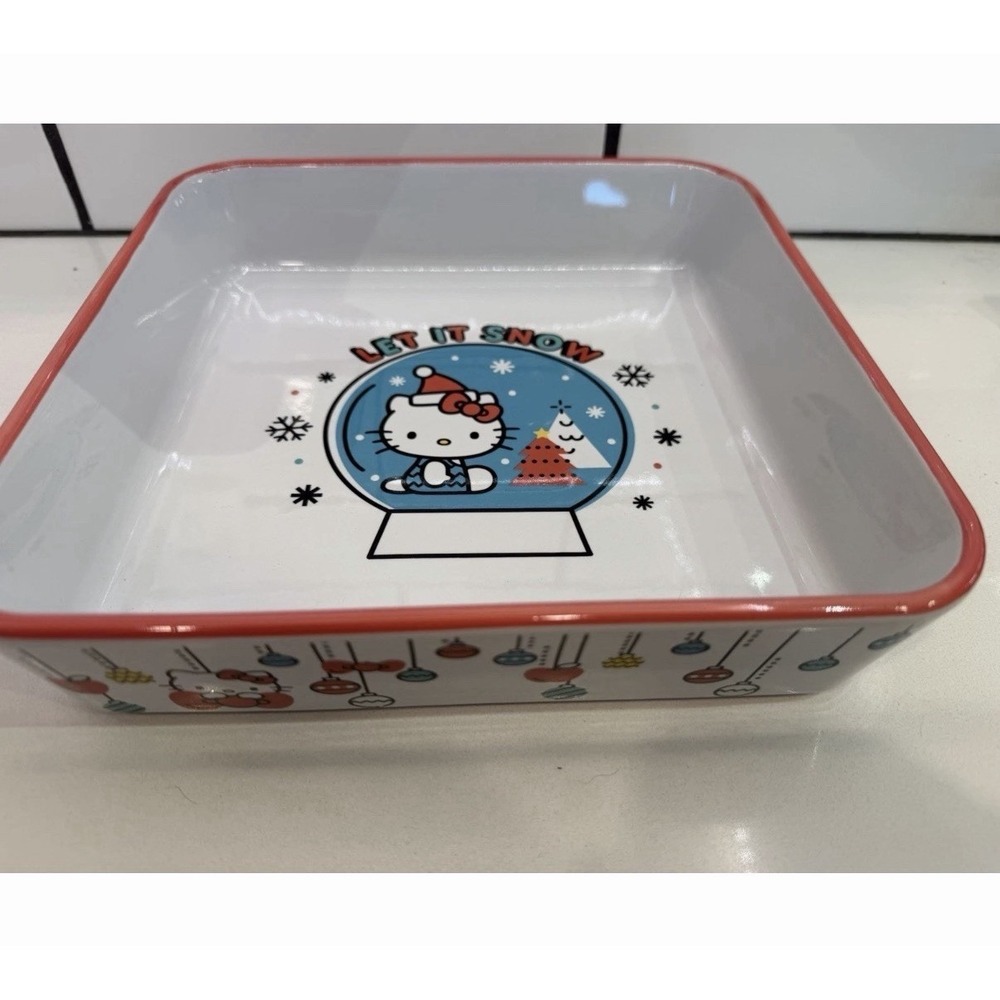 Hello Kitty Sanrio Christmas 9x9 Ceramic Baking Dish Let It Snow Kitchen New